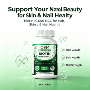 Factory Sales Biotin Tablets for Hair Growth Strong Nails and Healthy Skin Support 10000mg Biotin Supplement