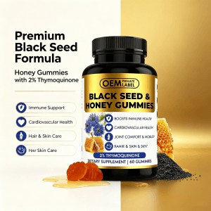 High Quality 100% Cold Pressed Black Seed Oil Gummies Candy Sugar Free Gummies Immune Support Organic Black Seed Oil