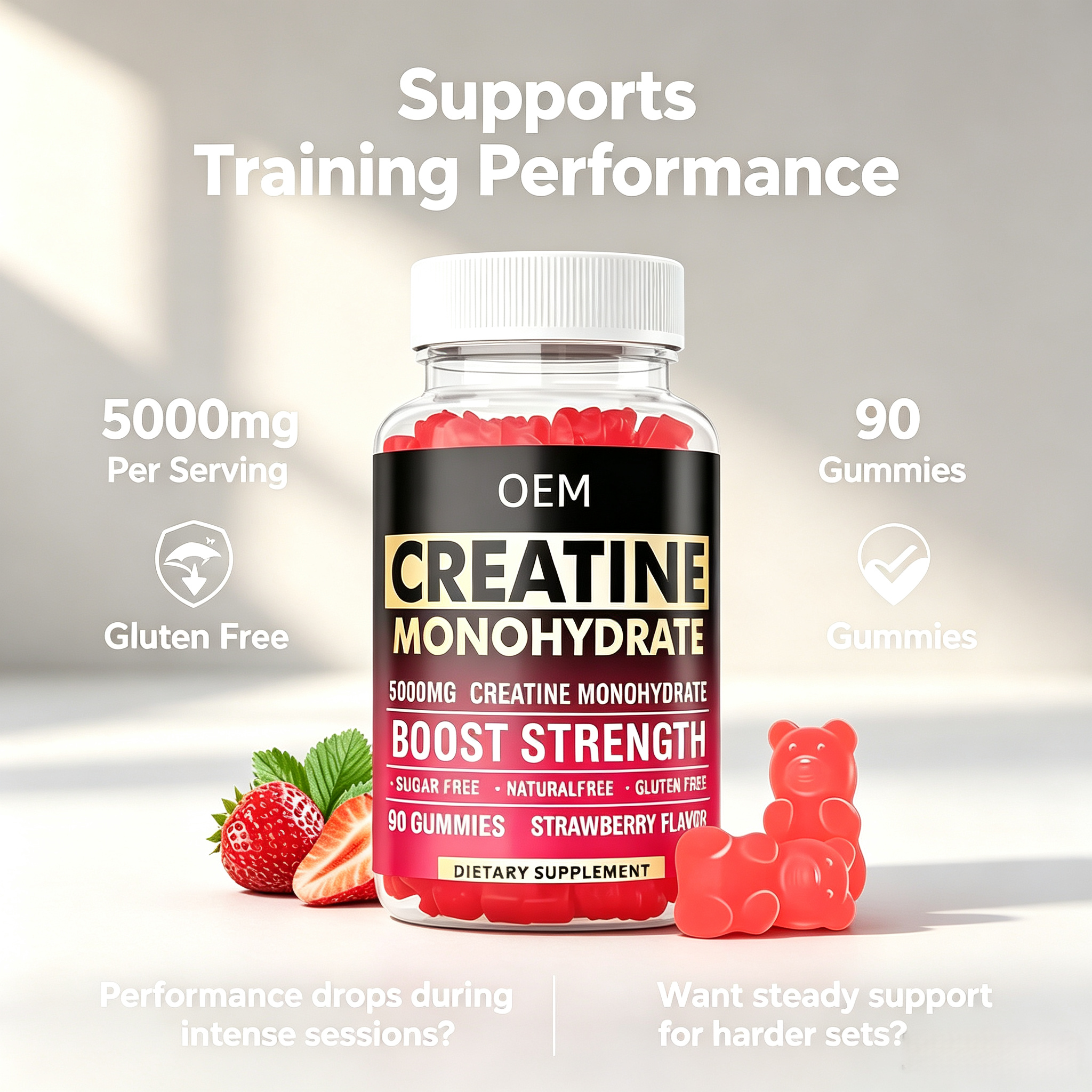 Creatine Monohydrate Gummies 5000mg Boost Strength Muscle Growth & Workout Recovery Pre-Workout Energy Supplement for Men Women