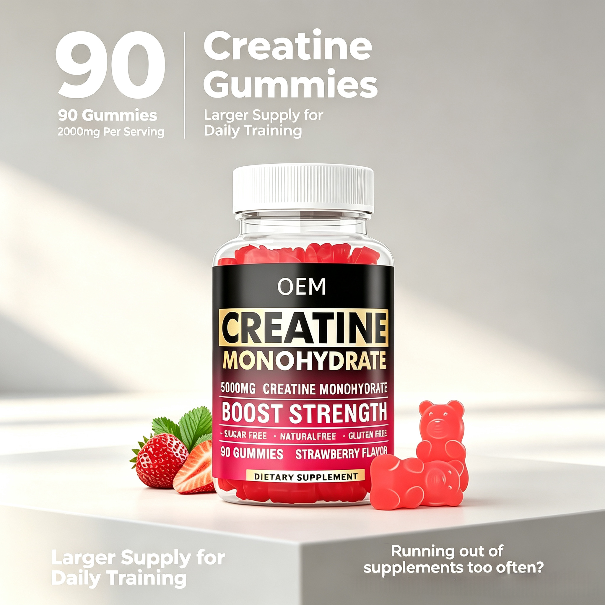 Creatine Monohydrate Gummies 5000mg Boost Strength Muscle Growth & Workout Recovery Pre-Workout Energy Supplement for Men Women