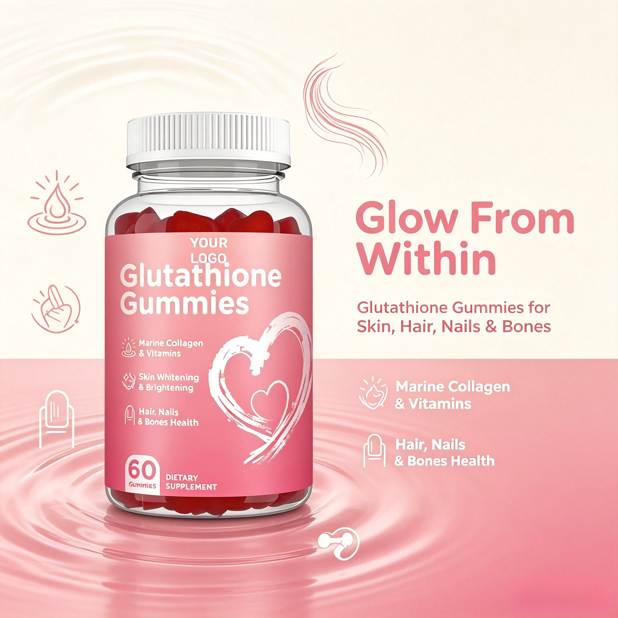 Hot Sale Glutathione Gummies Glutathione Collagen Vitamin C&E Supplements Skin Brightening Collagen Gummy