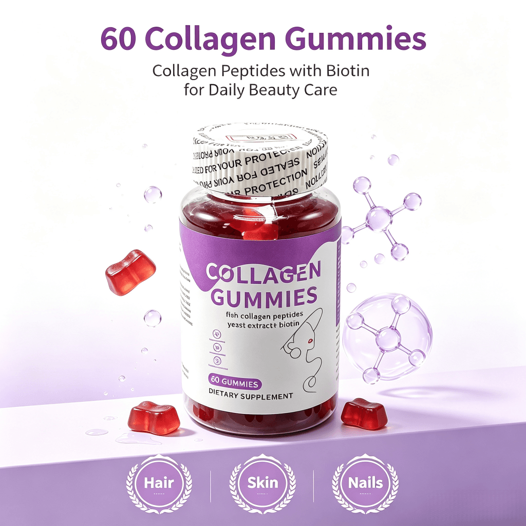 Label Private Hair Skin Vitamins Gummies Pure Biotin Collagen Gummies Apple Cider Vinegar Gummies