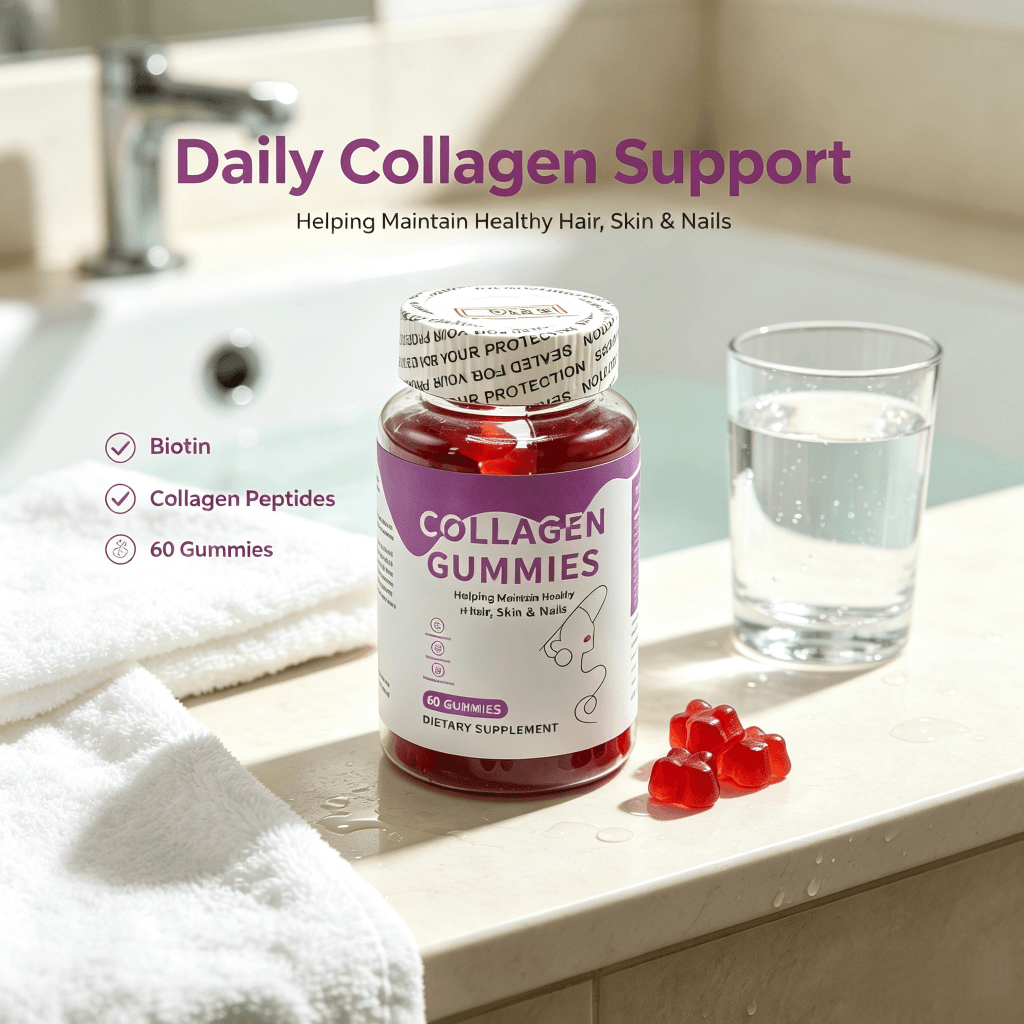 Label Private Hair Skin Vitamins Gummies Pure Biotin Collagen Gummies Apple Cider Vinegar Gummies