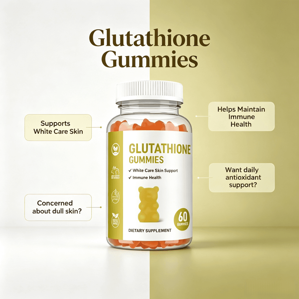 High Quality Glutathione Gummies L-Glutathione with Collagen Biotin for Skin Whitening Detoxifying and Antioxidant