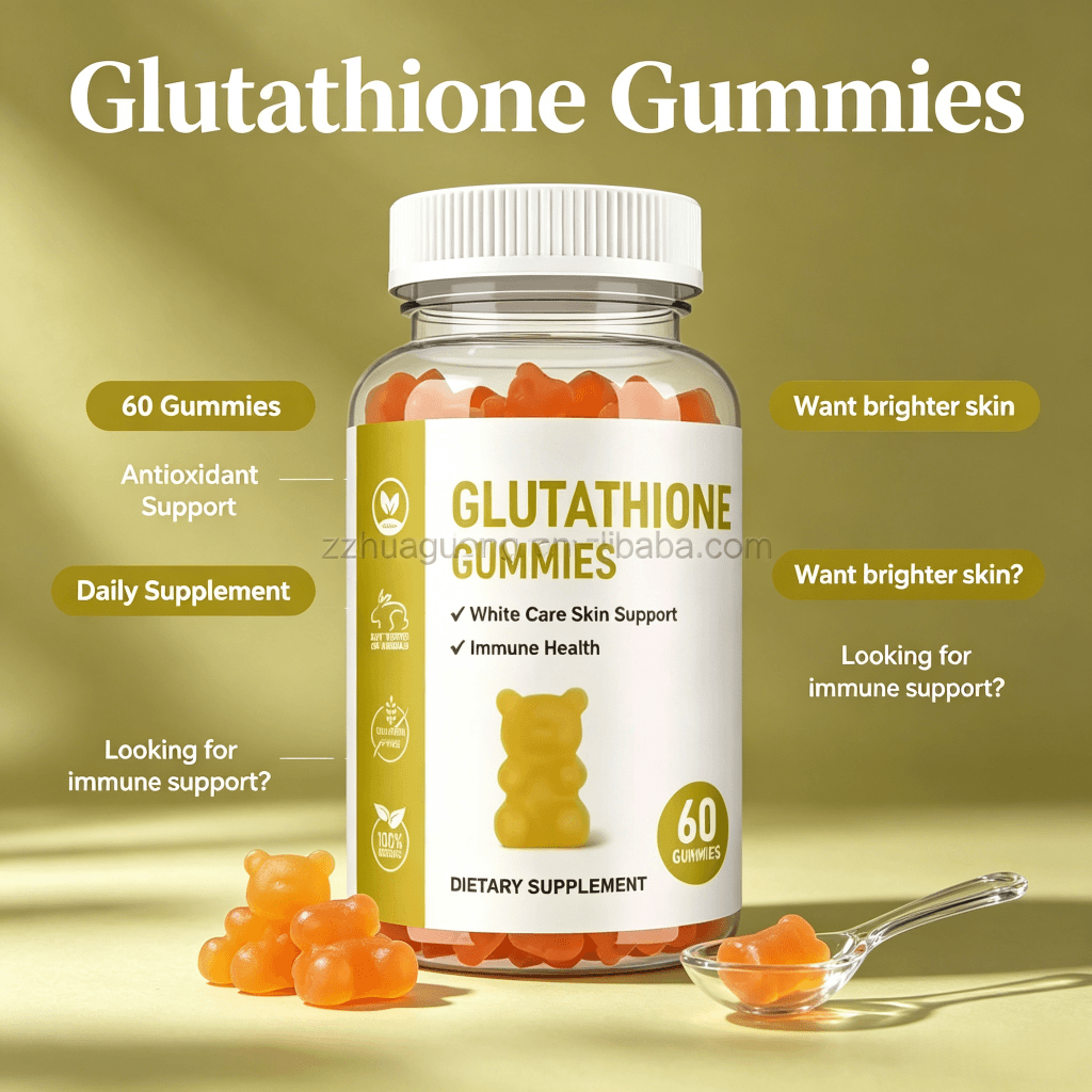 High Quality Glutathione Gummies L-Glutathione with Collagen Biotin for Skin Whitening Detoxifying and Antioxidant