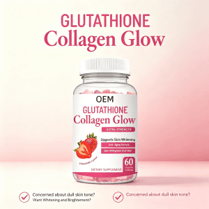 OEM Glutathione Gummies with Collagen and Vitamin C for Radiant Skin Glow Supplement Antioxidant Whitening Gummies