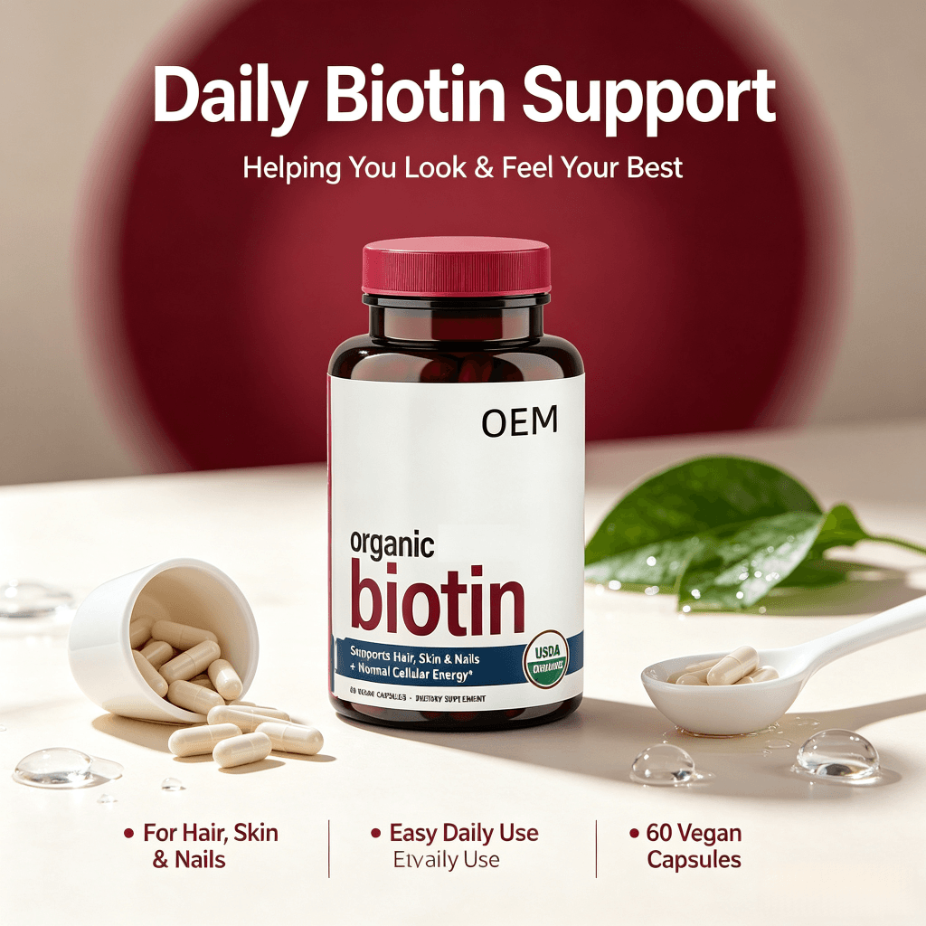 Private Label Biotin 10000mcg Capsules for Rapid Hair Growth & Glowing Skin Natural Hair Growth Capsules