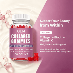 OEM Collagen Peptide Gummies Anti-Aging Formula with Hyaluronic Acid Skin Whitening Gummies