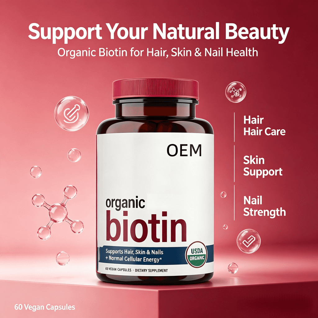 Private Label Biotin 10000mcg Capsules for Rapid Hair Growth & Glowing Skin Natural Hair Growth Capsules