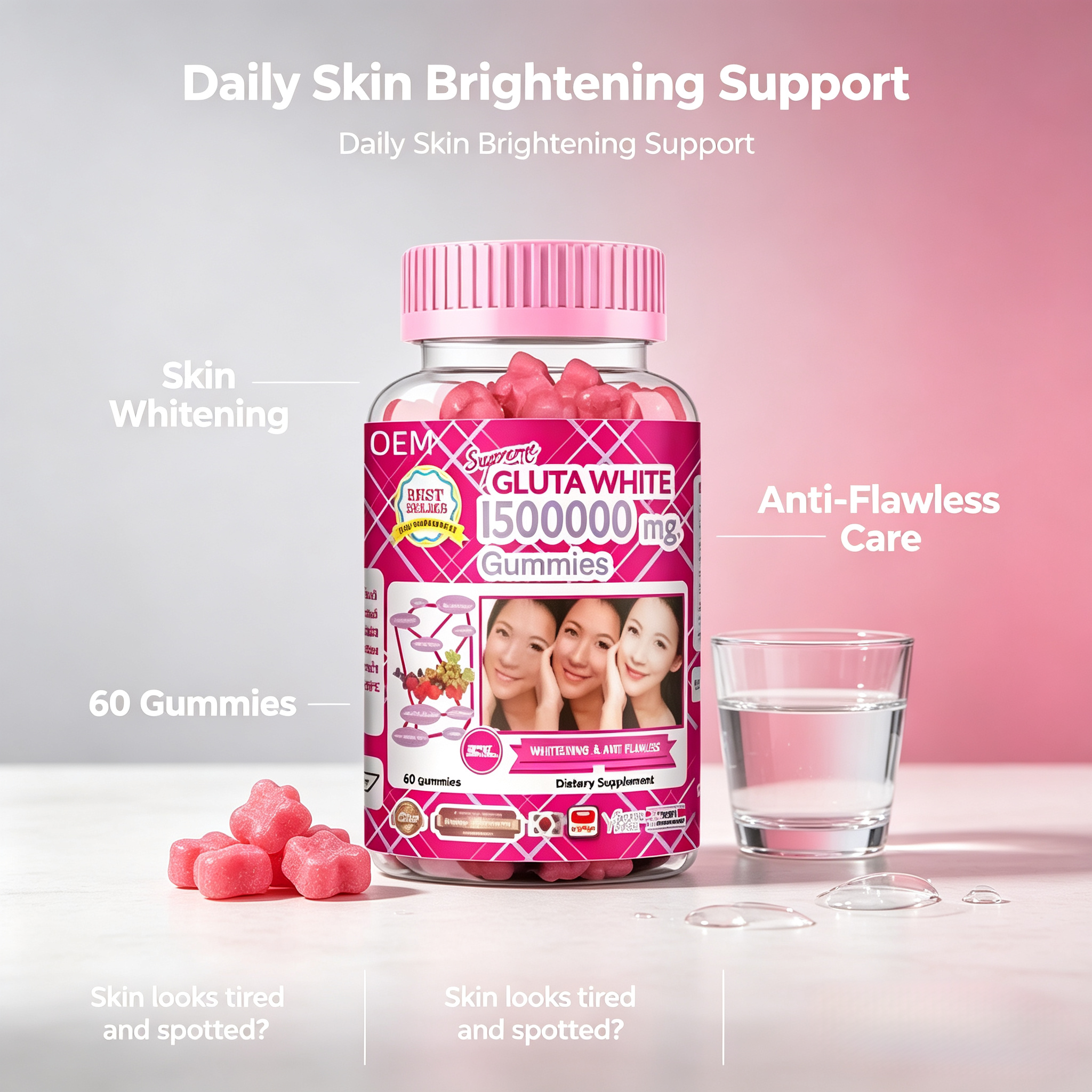 High Absorption Glutathione Gummies Detox Support Clear Complexion & Overall Wellness for Women & Men Antioxidant Gummies