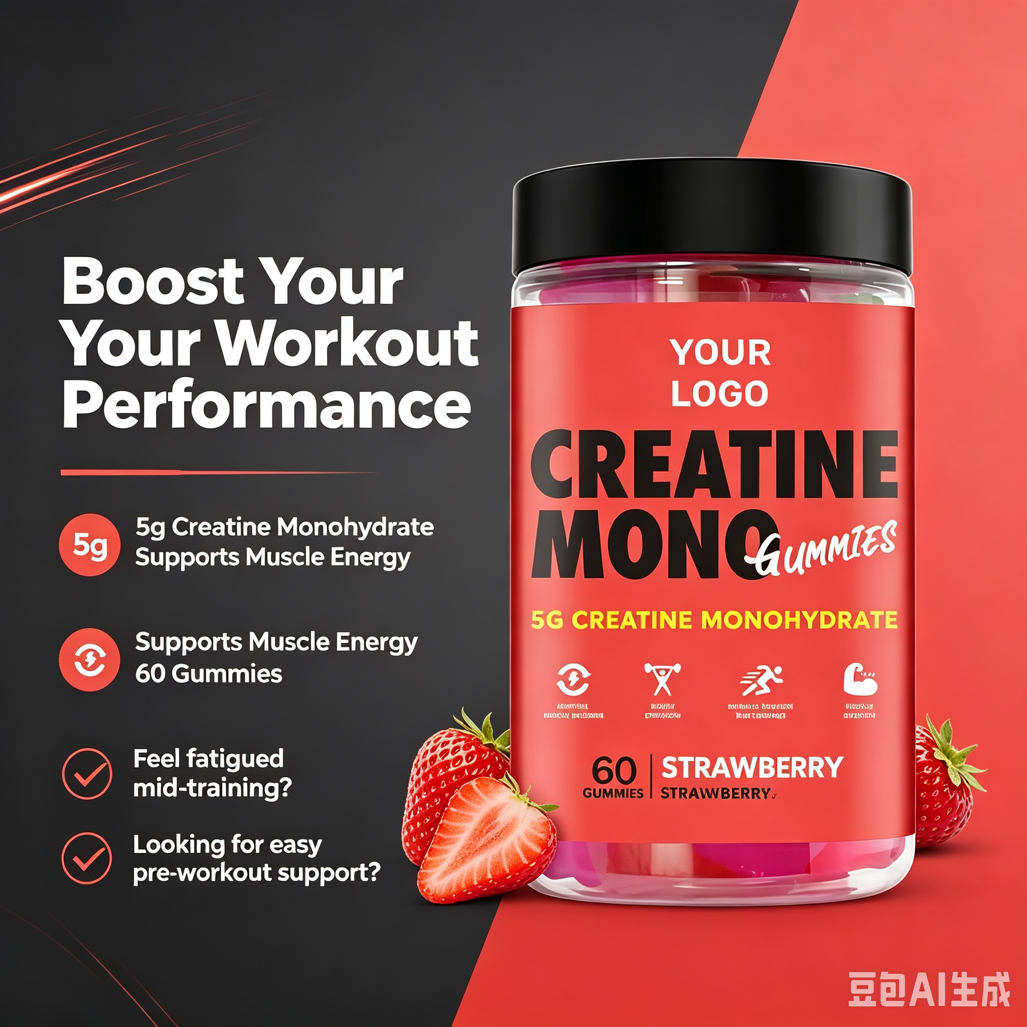 OEM ODM Creatine Monohydrate Gummies Creatine Gummies Sport Nutrition Creatine