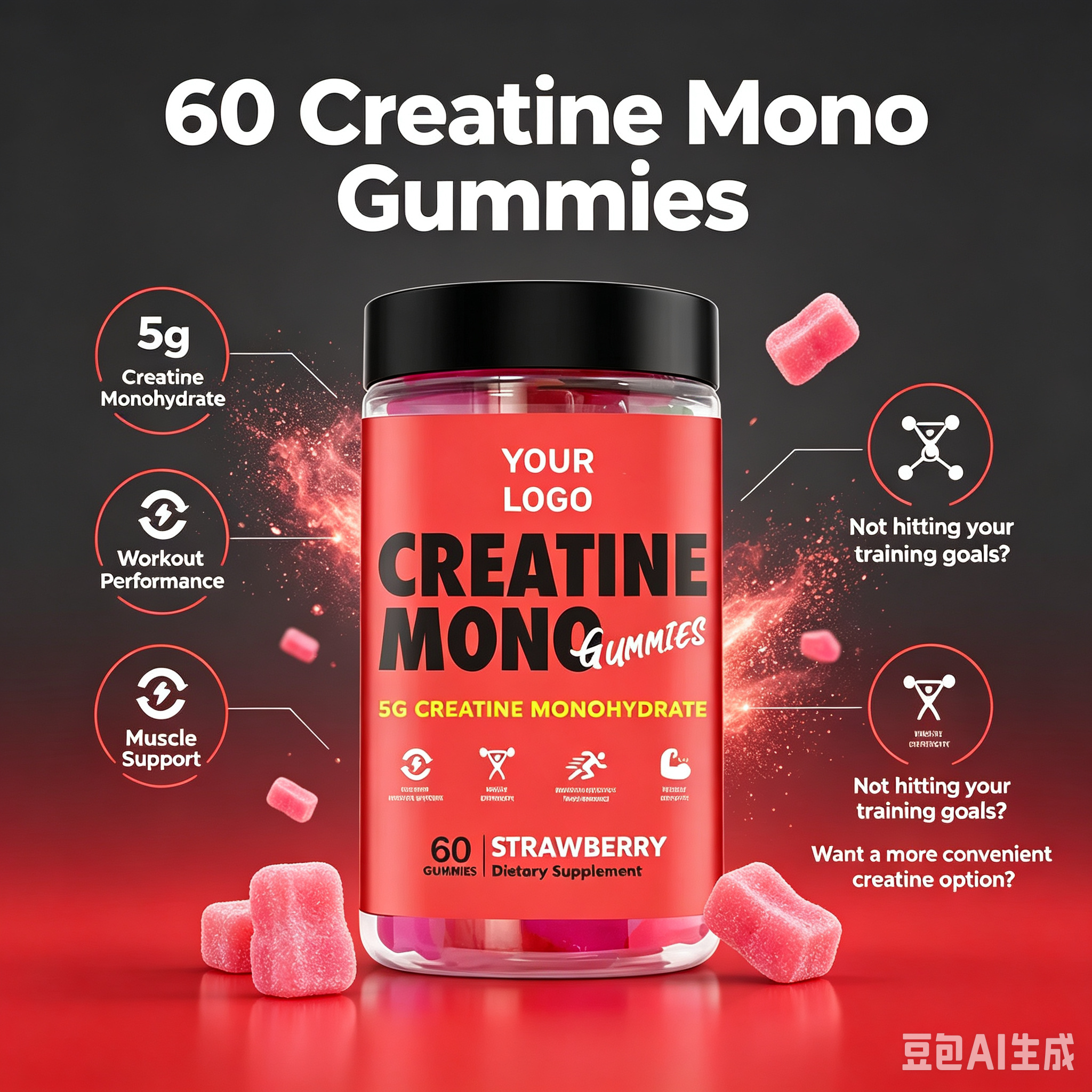 OEM ODM Creatine Monohydrate Gummies Creatine Gummies Sport Nutrition Creatine