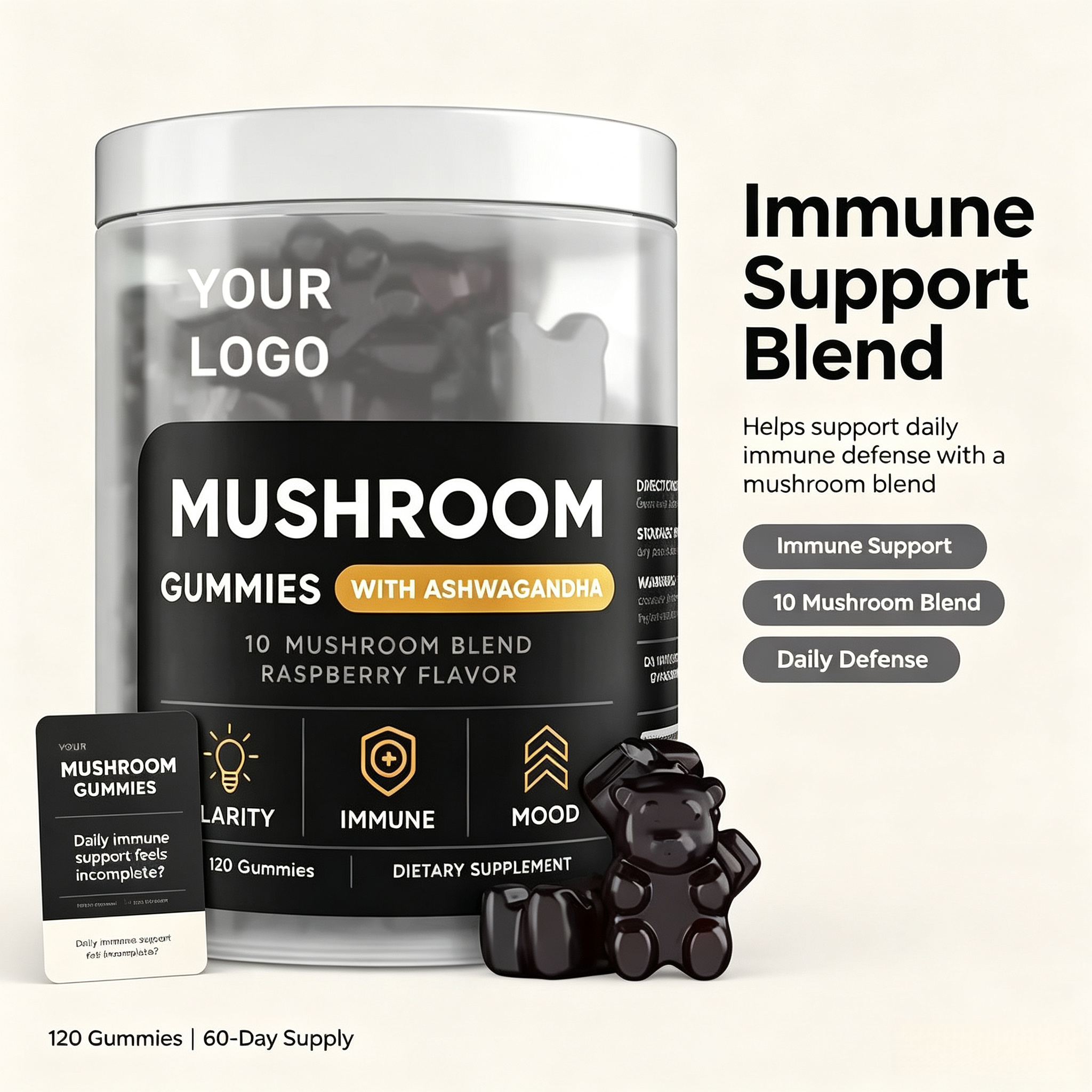 Cheap Price Mushrooms Blend Healthcare Supplement Immune Boost Promote Focus Mushroom Gummies