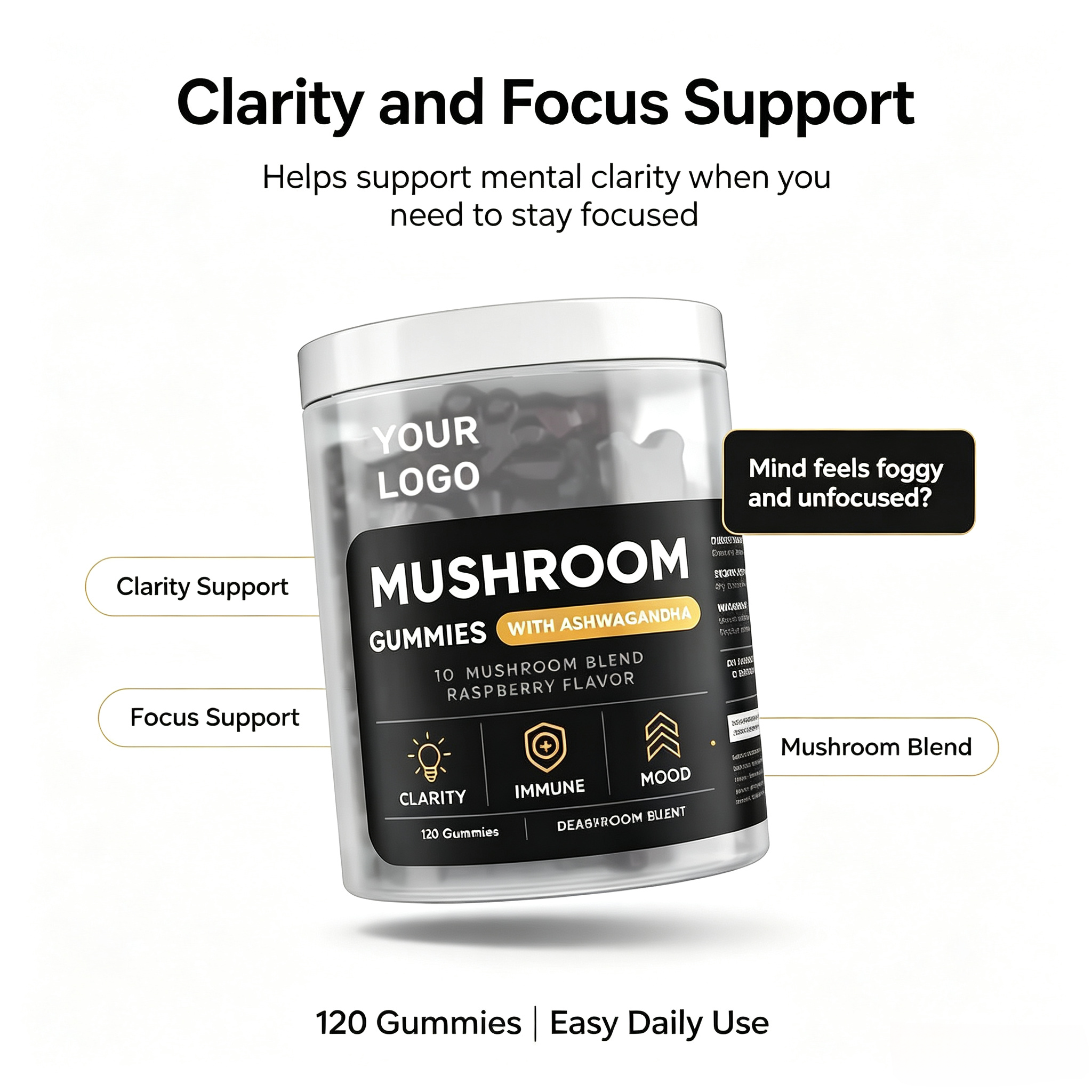 Cheap Price Mushrooms Blend Healthcare Supplement Immune Boost Promote Focus Mushroom Gummies
