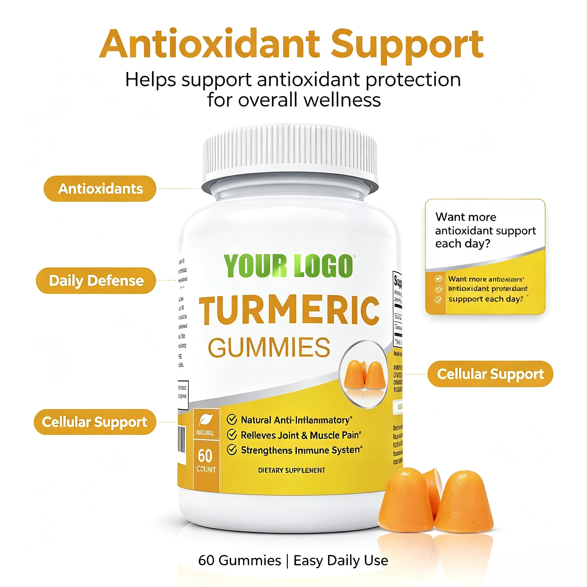 Factory Price Oem Turmeric Gummy Vitamins Turmeric Gummies Turmeric Curcumin Gummies