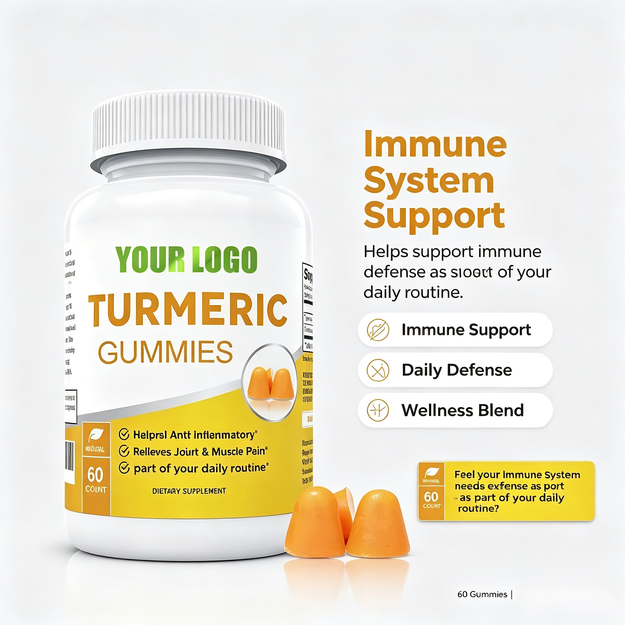 Factory Price Oem Turmeric Gummy Vitamins Turmeric Gummies Turmeric Curcumin Gummies