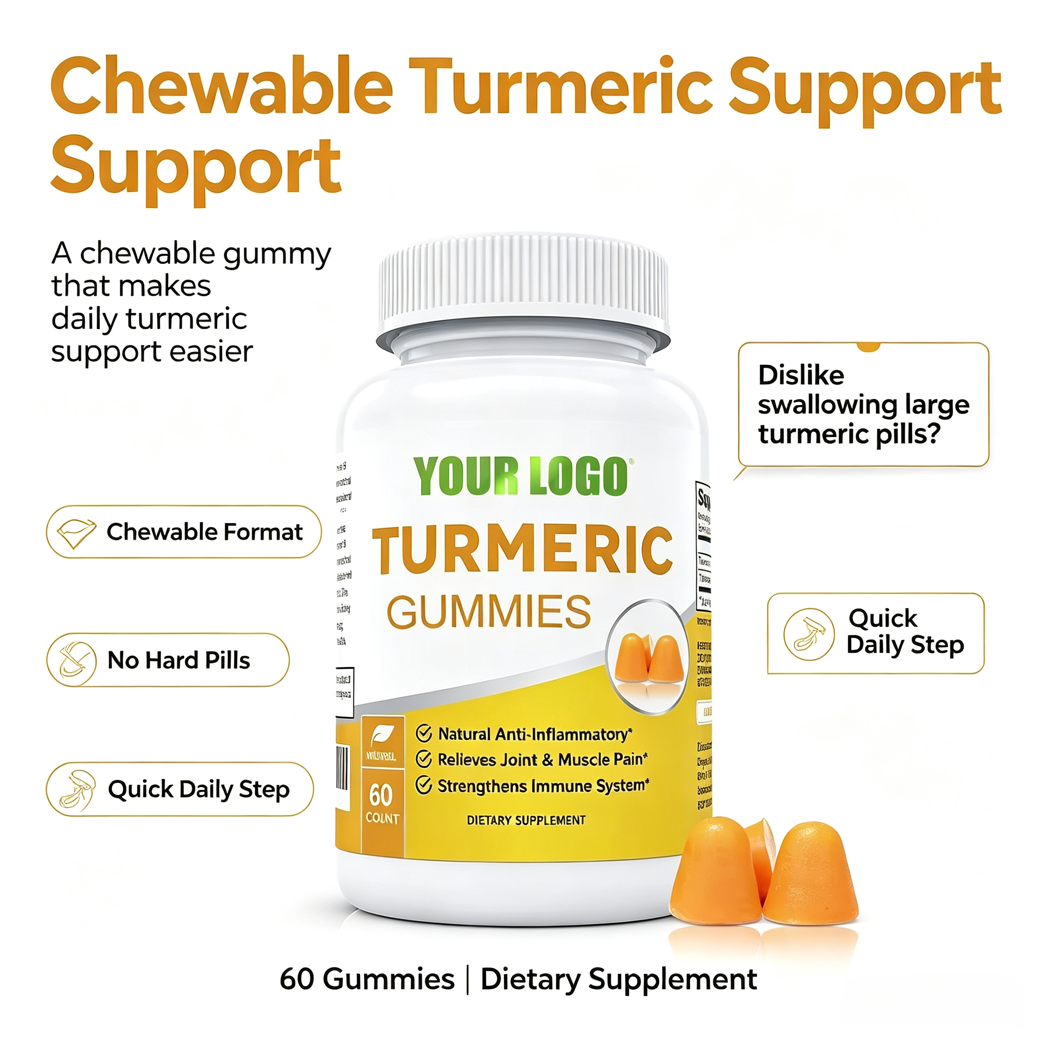 Factory Price Oem Turmeric Gummy Vitamins Turmeric Gummies Turmeric Curcumin Gummies