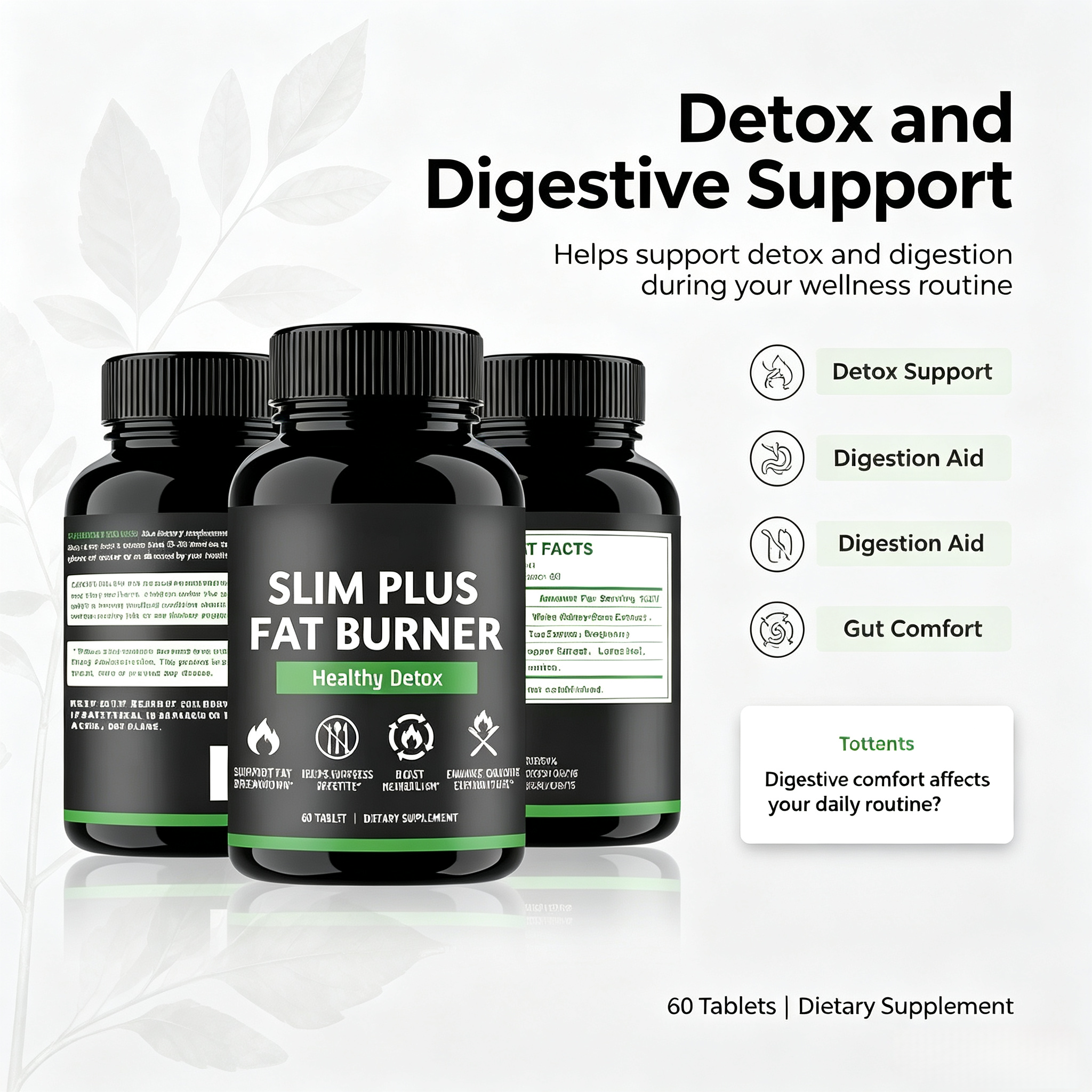 Organic Detox Diet Appetite Suppressant Flat Tummy and Weight Loss Capsules Fast Slimming Pills Fat Burning for Women