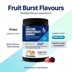 OEM Creatine Monohydrate Gummies 5g Fruit Burst Flavors 150 Count Dietary Supplement