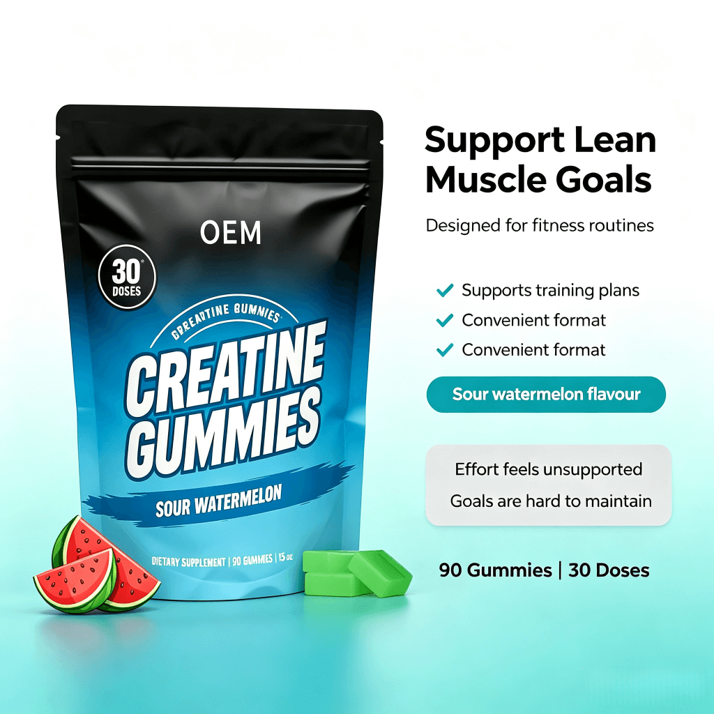OEM Creatine Gummies Sour Watermelon Flavor 90 Count Dietary Supplement