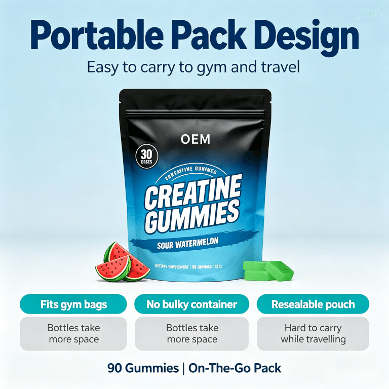 OEM Creatine Gummies Sour Watermelon Flavor 90 Count Dietary Supplement