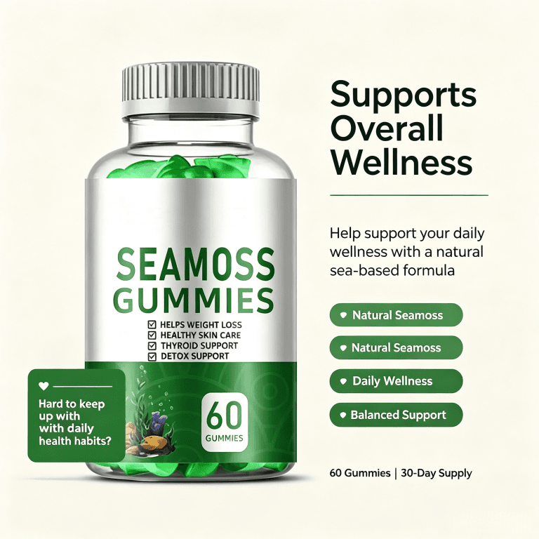 Organic Irish Sea Moss Gummies with Bladderwrack & Burdock Root for Immune Support Wildcrafted Sea Moss Metabolism Gummies