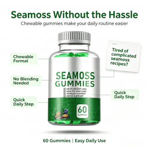 Organic Irish Sea Moss Gummies with Bladderwrack & Burdock Root for Immune Support Wildcrafted Sea Moss Metabolism Gummies