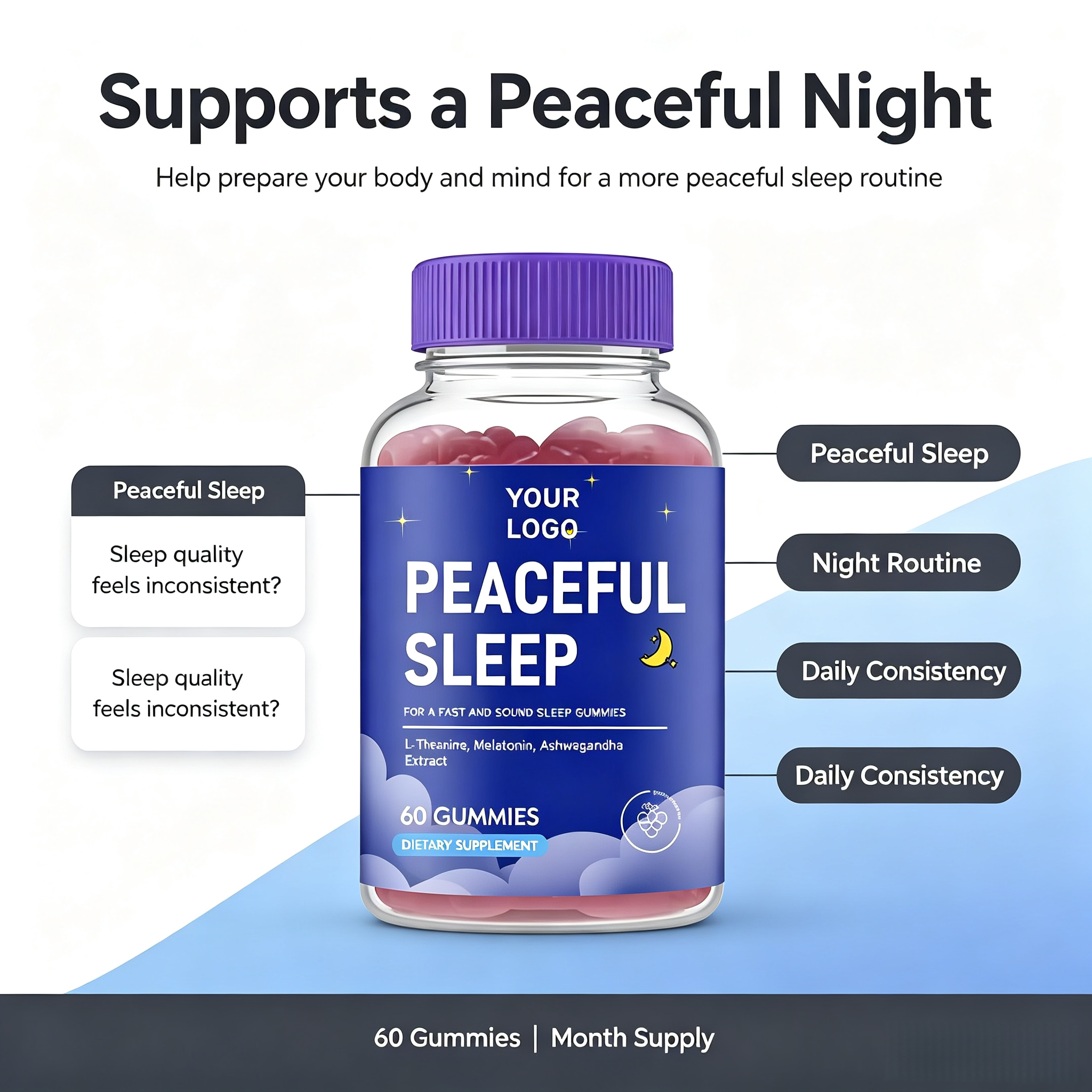 Good Taste Custom Flavor Sleep Deep Fruit Pectin Gummies Vitamin Sleep Deep Gummies Sleep Melatonin Gummies