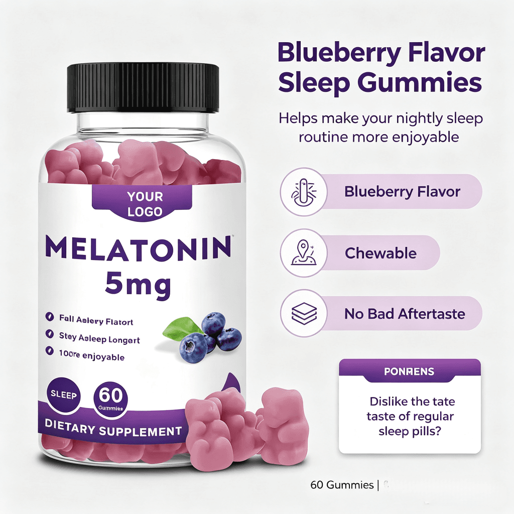 Private Label Organic Melatonin Gummy Candy Sleep Relax Immune Energy Adult