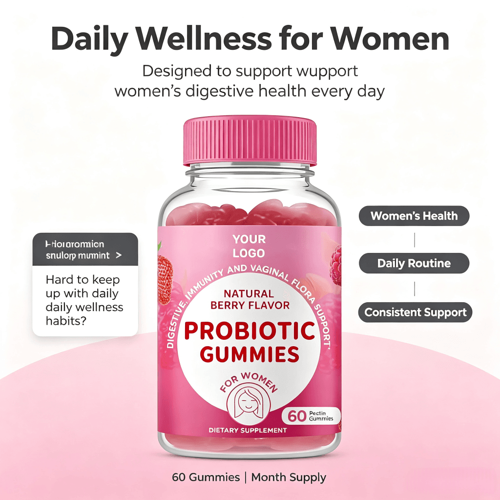 Hot Selling Oem Women Probiotic Gummies With Cranberry Extract Immune and Vaginal Health Support