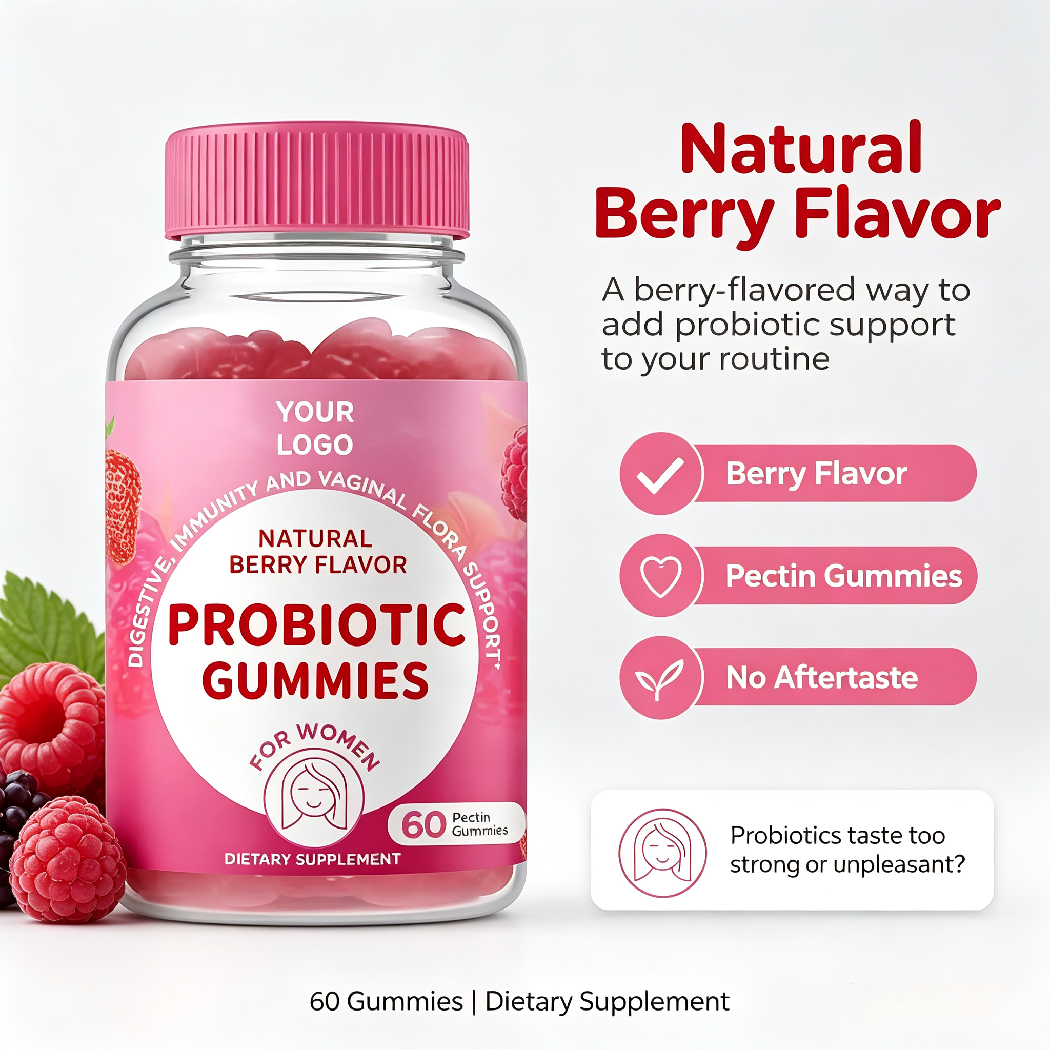 Hot Selling Oem Women Probiotic Gummies With Cranberry Extract Immune and Vaginal Health Support