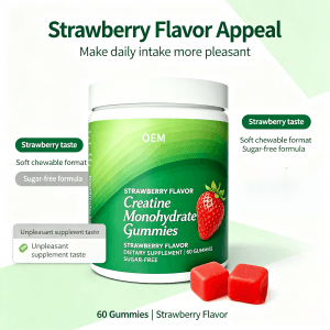 OEM Creatine Monohydrate Gummies Strawberry Flavor Sugar Free 60 Count Dietary Supplement