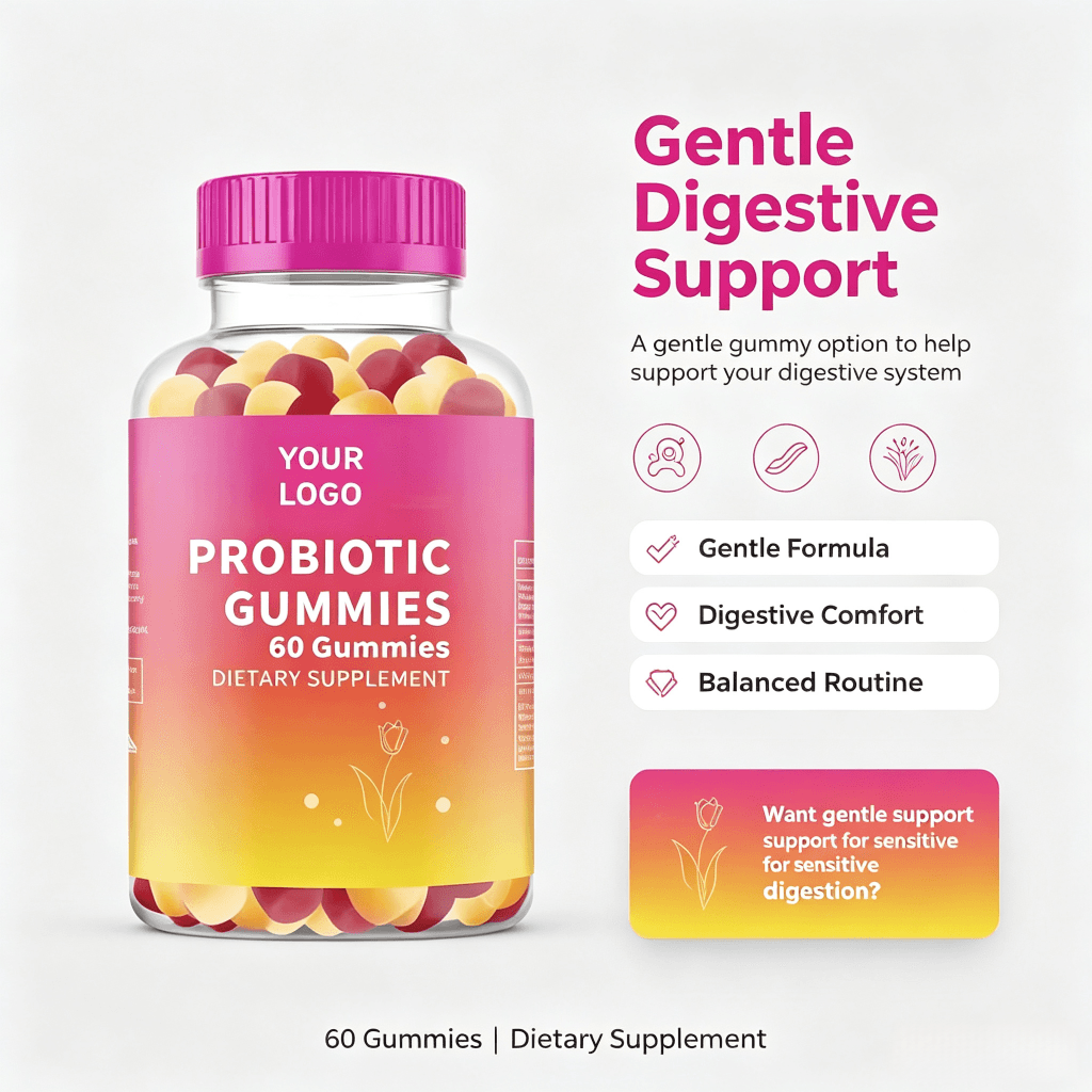 Custom Private Label Female Probiotic and Prebiotic Gummies for Women Vaginal Health,Gut Health,Digestive Health