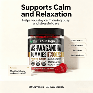 2025 Hot Selling Factory Wholesale Sleep Stress Gummy Supplement Magnesium Glycinate Ashwagandha Gummies With Lemon Balm