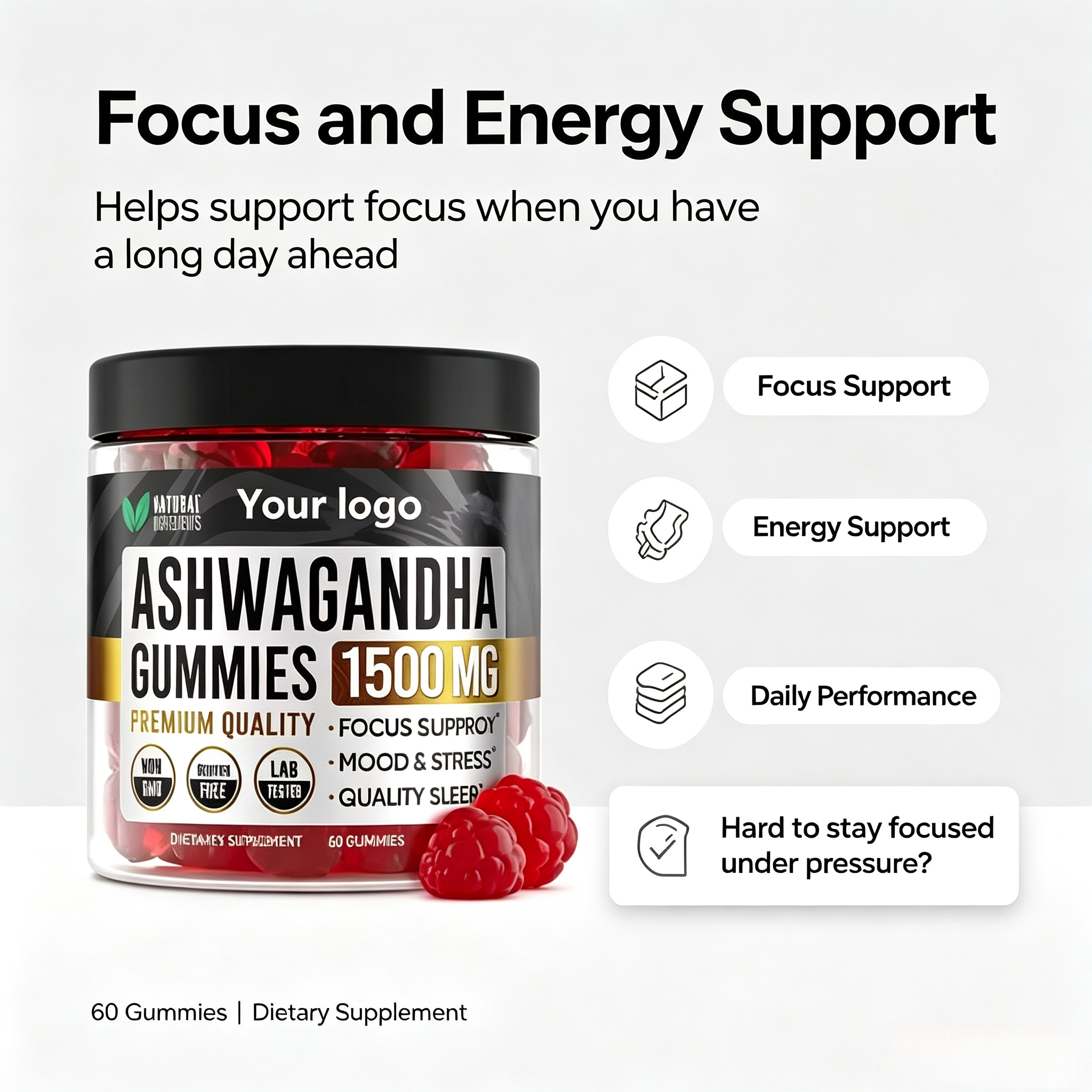 2025 Hot Selling Factory Wholesale Sleep Stress Gummy Supplement Magnesium Glycinate Ashwagandha Gummies With Lemon Balm