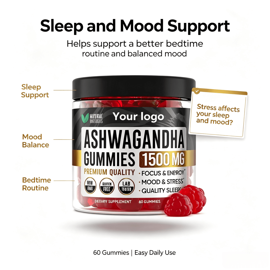 2025 Hot Selling Factory Wholesale Sleep Stress Gummy Supplement Magnesium Glycinate Ashwagandha Gummies With Lemon Balm