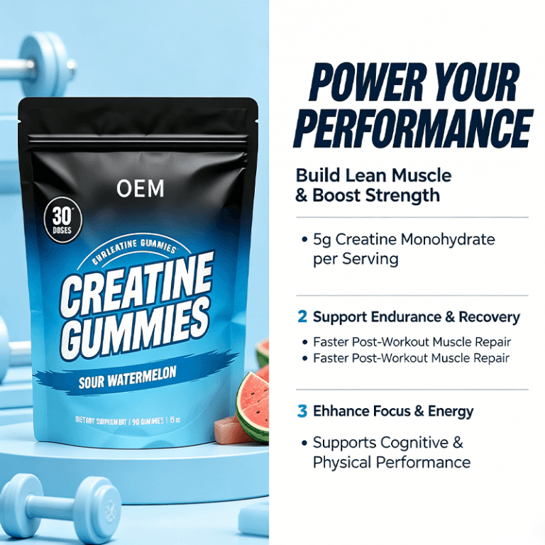 OEM Creatine Gummies Sour Watermelon Flavor 90 Count Dietary Supplement