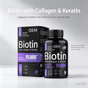 Biotin Capsules Support Hair Growth Strong Nails and Radiant Skin Biotin Supplement 15000mg with Collagen & Keratin