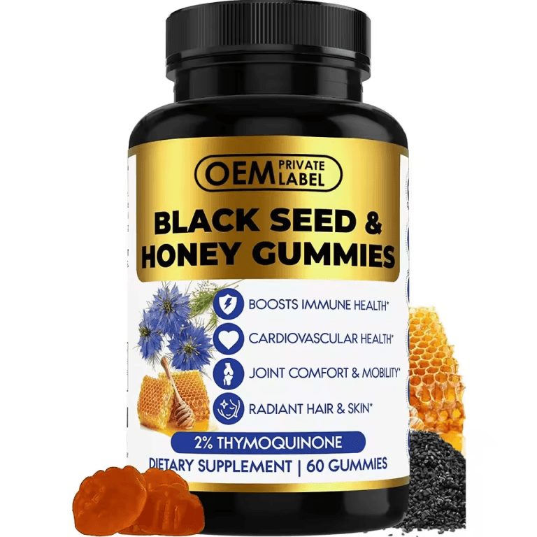 High Quality 100% Cold Pressed Black Seed Oil Gummies Candy Sugar Free Gummies Immune Support Organic Black Seed Oil
