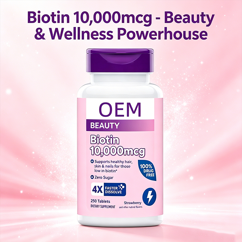 High Potency Biotin Vitamin B7 Tablets for Thicker Hair and Nail Strength