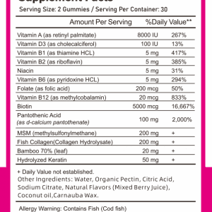 Private Label Collagen Protein Gummies for Adults Pink Nail Face Brightening Skin Nourishing Hair Adult Dosage Form