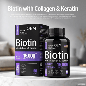 Biotin Capsules Support Hair Growth Strong Nails and Radiant Skin Biotin Supplement 15000mg with Collagen & Keratin