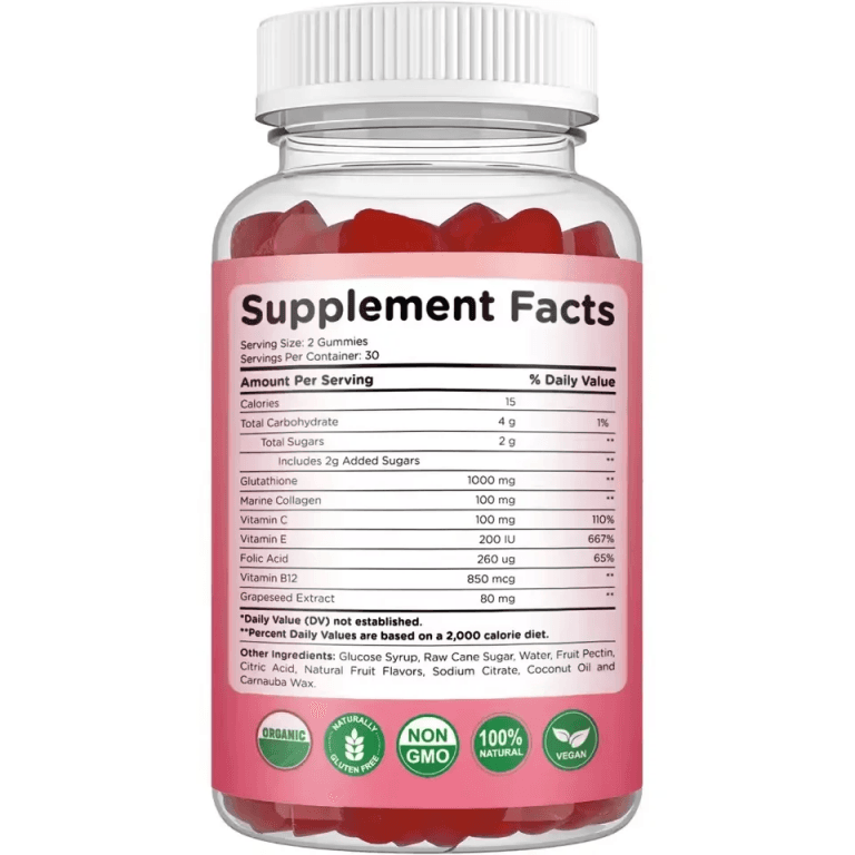 Hot Sale Glutathione Gummies Glutathione Collagen Vitamin C&E Supplements Skin Brightening Collagen Gummy