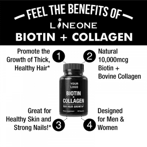 Custom Adult Biotin Collagen Vitamins Capsules 64000mg Biotin & Keratin Hyaluronic Acid Marine Collagen Supplement