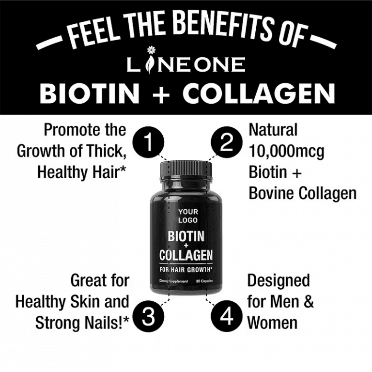 Custom Adult Biotin Collagen Vitamins Capsules 64000mg Biotin & Keratin Hyaluronic Acid Marine Collagen Supplement