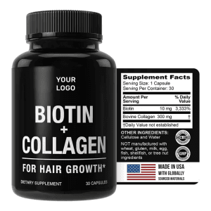 Custom Adult Biotin Collagen Vitamins Capsules 64000mg Biotin & Keratin Hyaluronic Acid Marine Collagen Supplement