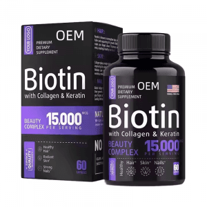 Biotin Capsules Support Hair Growth Strong Nails and Radiant Skin Biotin Supplement 15000mg with Collagen & Keratin