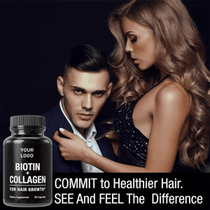 Custom Adult Biotin Collagen Vitamins Capsules 64000mg Biotin & Keratin Hyaluronic Acid Marine Collagen Supplement