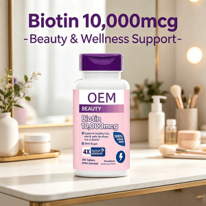 High Potency Biotin Vitamin B7 Tablets for Thicker Hair and Nail Strength