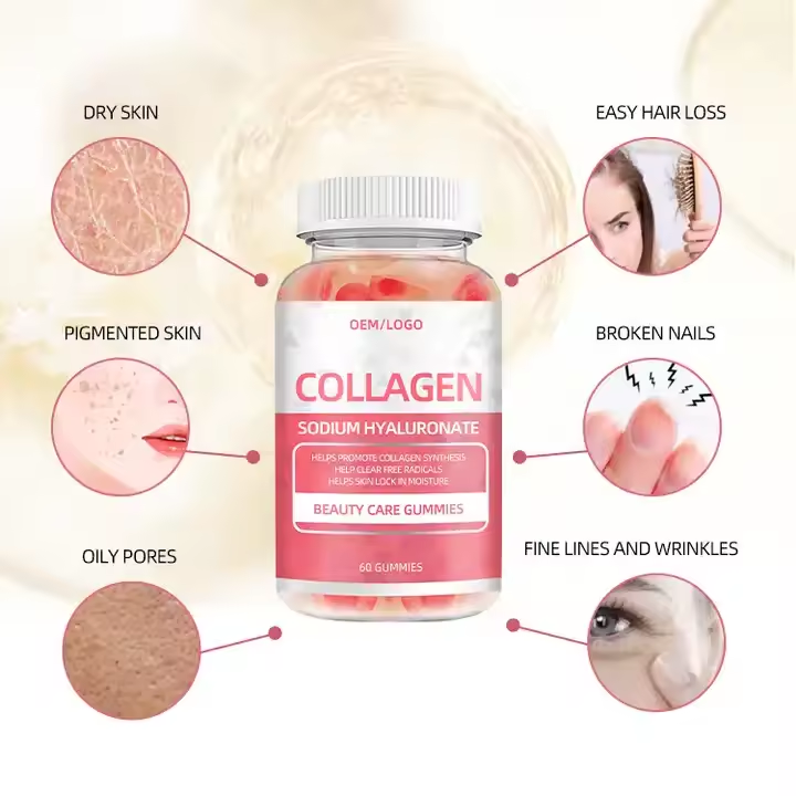 OEM ODM Collagen Gummies Supplement Multivitamin Gummies Hair Skin and Nails Vitamins for Women Men